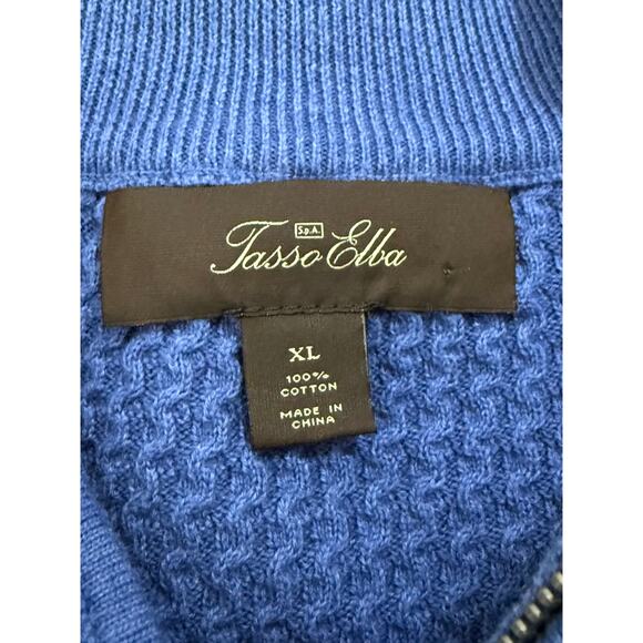 Tasso Elba Blue Long Sleevew 100% Cotton Knit 3/4 Zip Up Sweater Top Size XL - Picture 7 of 9
